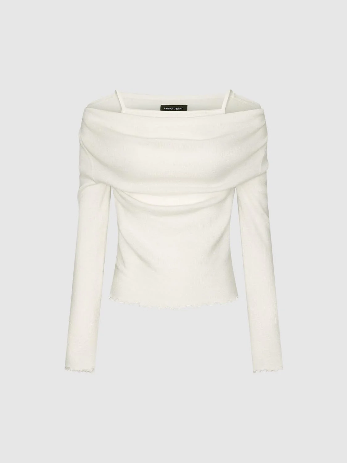 Off Shoulder Strappy Long Sleeve Knitted T-Shirts - Image 7