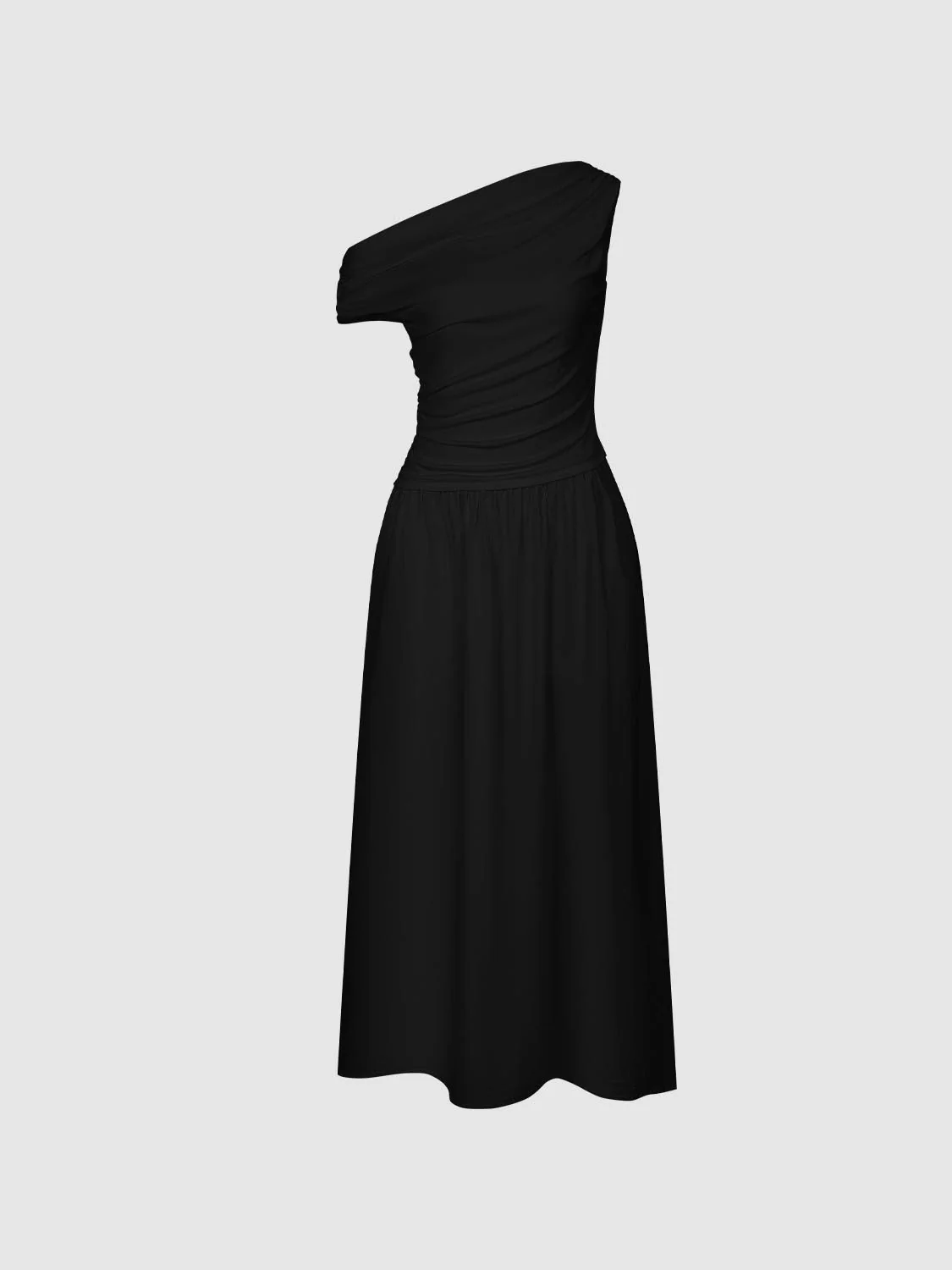 One Shoulder Ruched T-Shirts A-Line Midi Dresses - Image 15