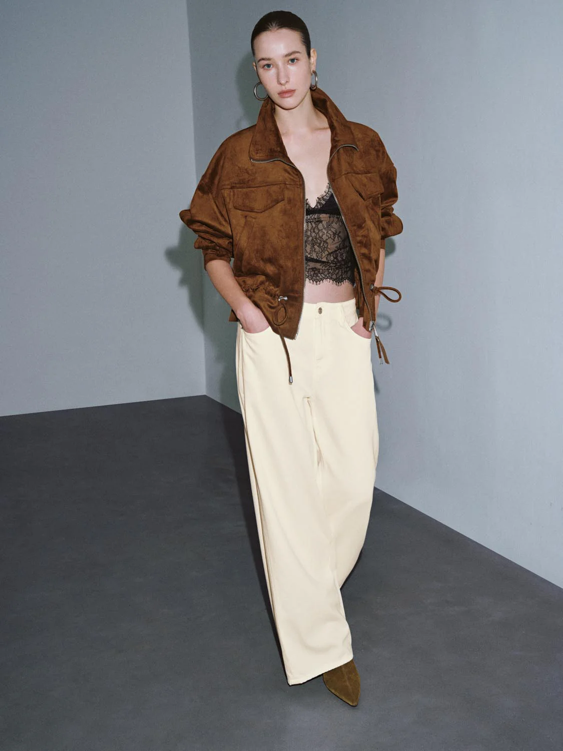 Patch Pocket Drawstring Bomber Jackets - Image 4