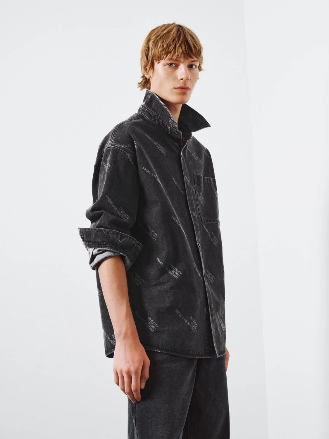 Patch Pocket Printed Denim Shirts - Image 2