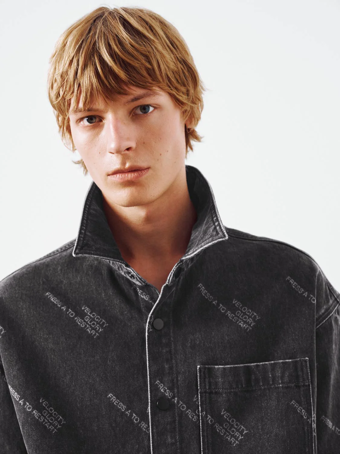 Patch Pocket Printed Denim Shirts - Image 3