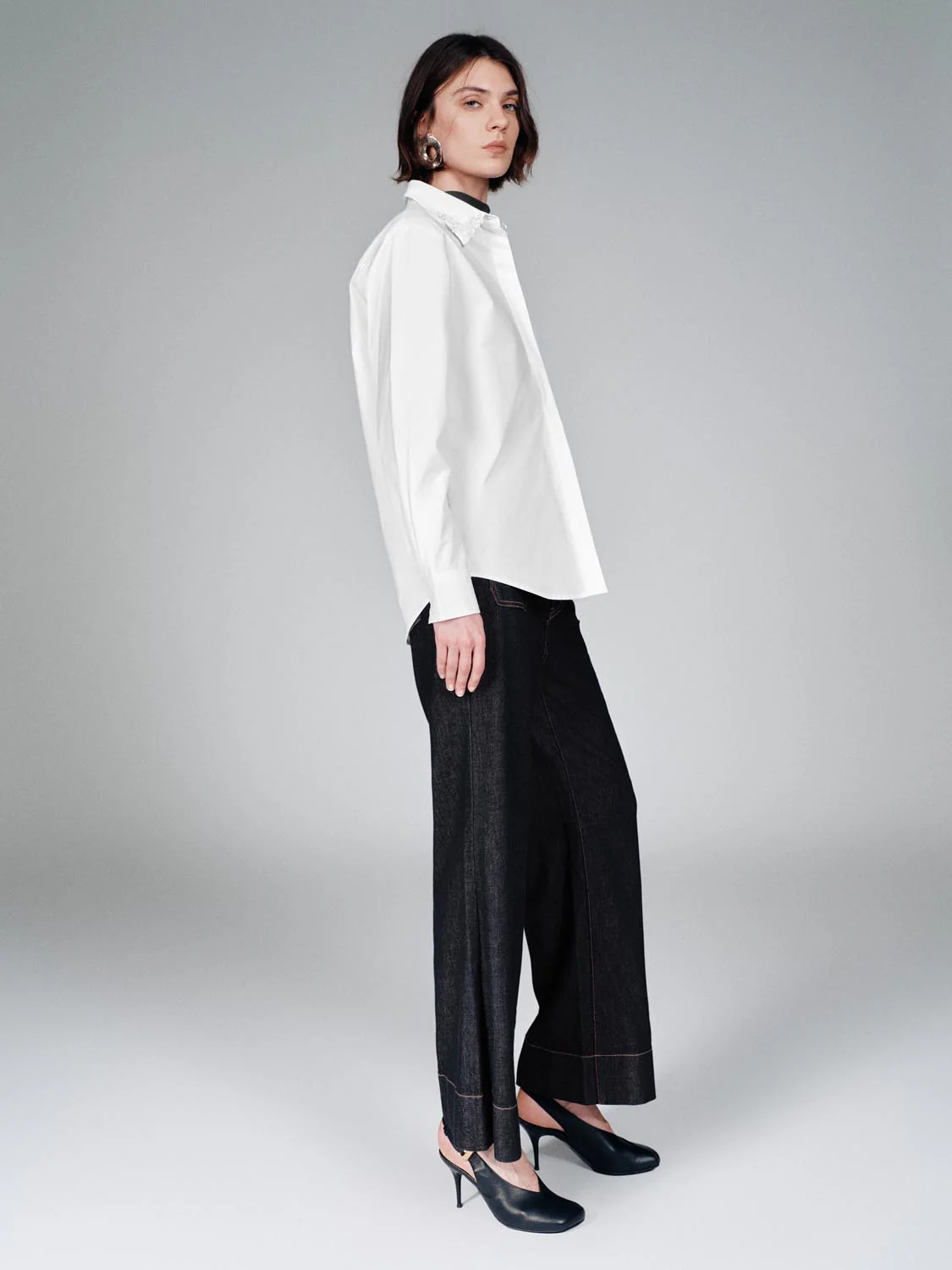 Patch Pocket Stitch Detail Flare Leg Jeans - Image 6