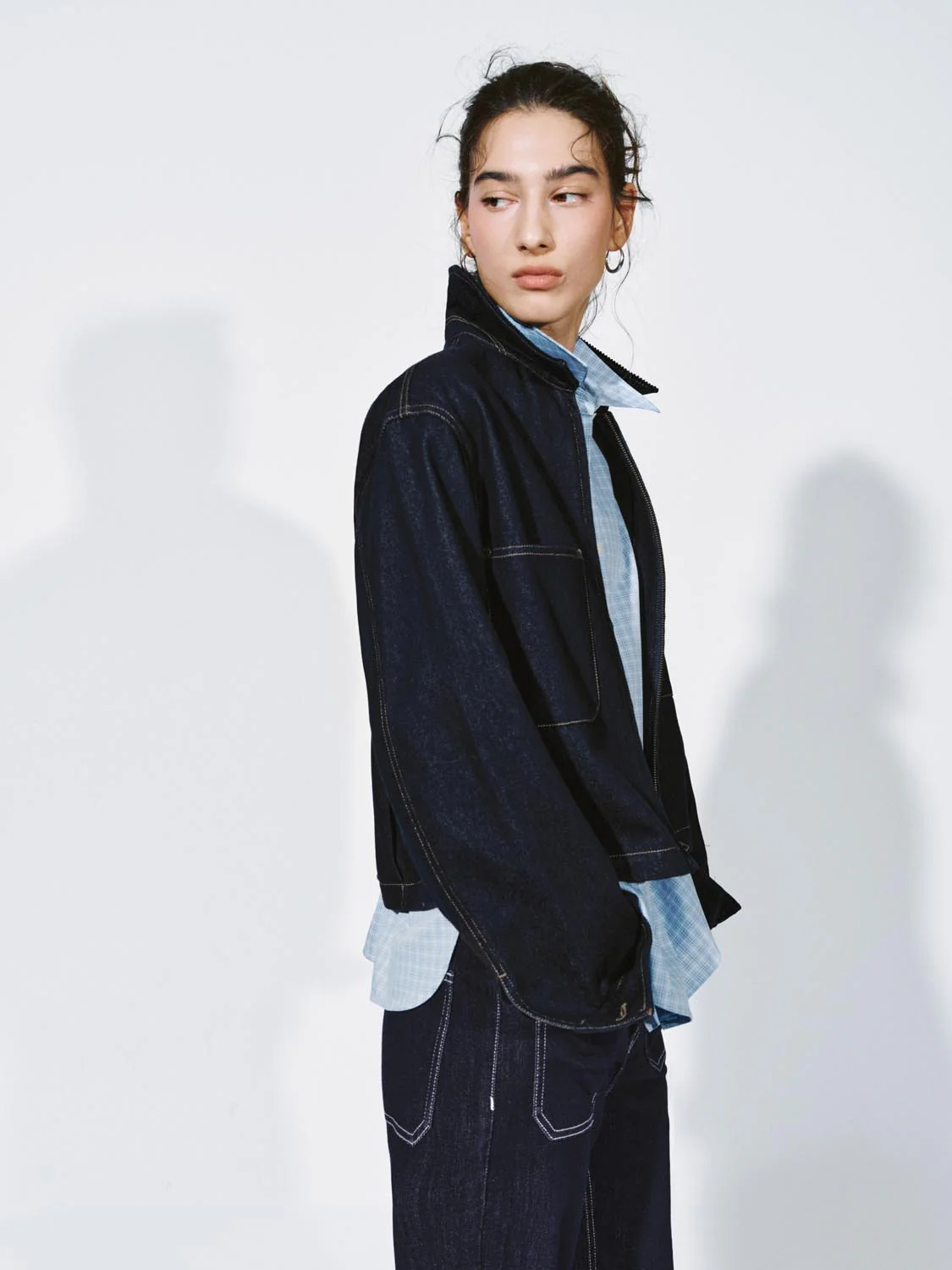 Patch Pockets Collared Denim Jackets - Image 2