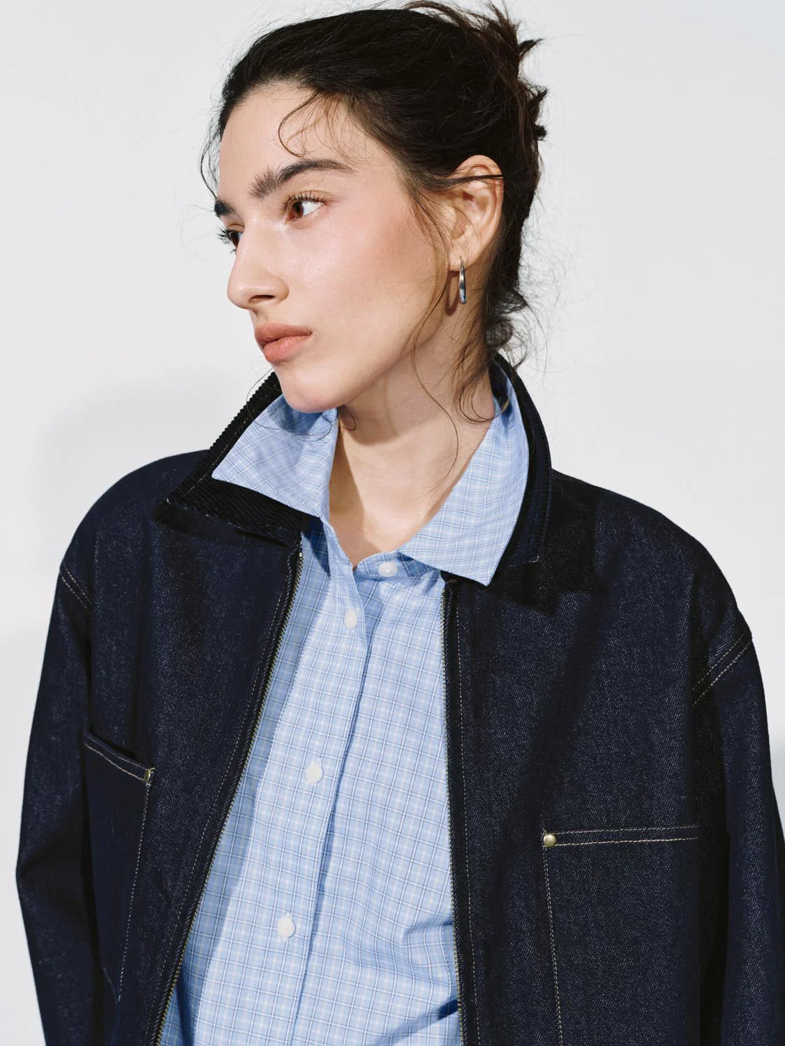 Patch Pockets Collared Denim Jackets - Image 3