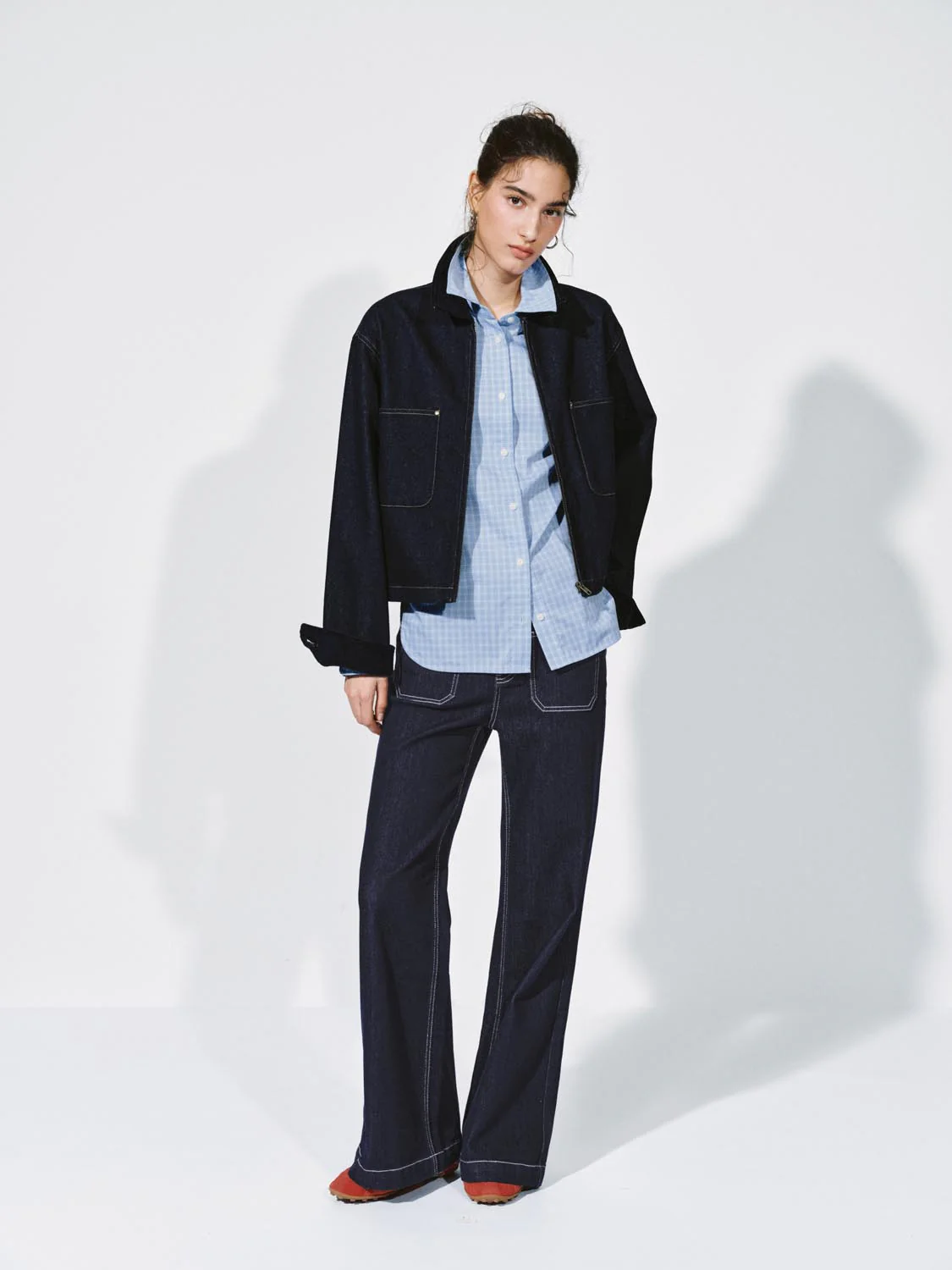 Patch Pockets Collared Denim Jackets - Image 4