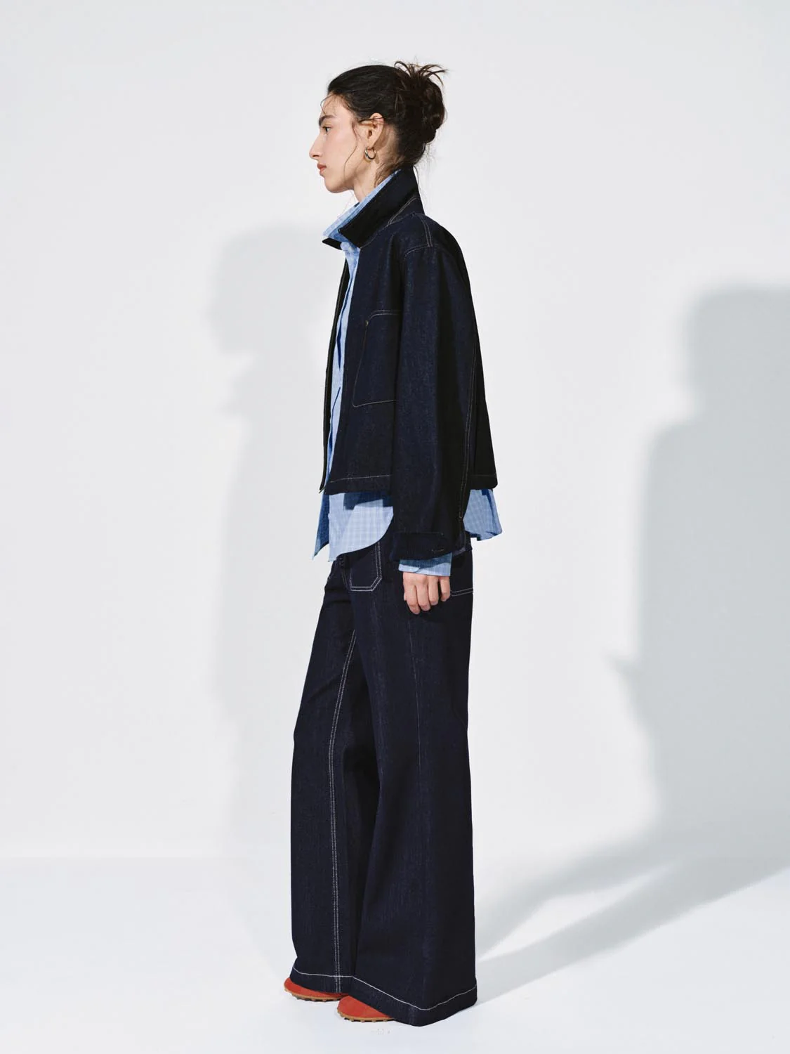Patch Pockets Collared Denim Jackets - Image 5