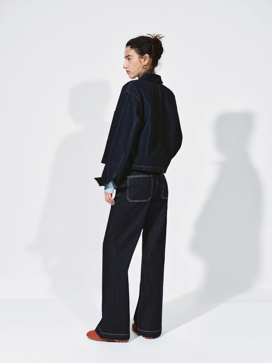 Patch Pockets Collared Denim Jackets - Image 6