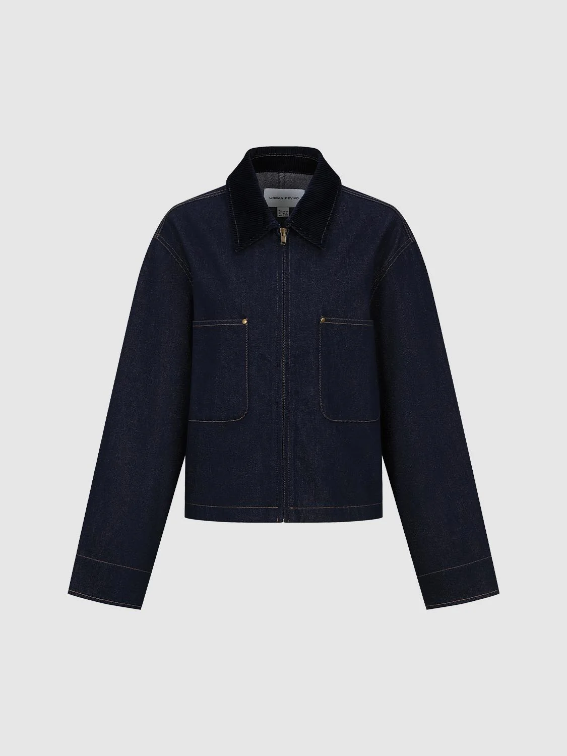 Patch Pockets Collared Denim Jackets - Image 7