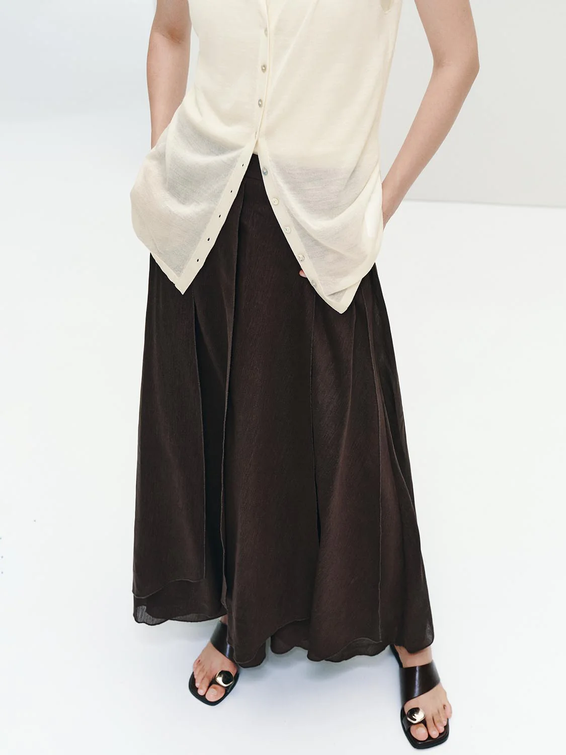 Pleated A-Line Midi Skirts - Image 9