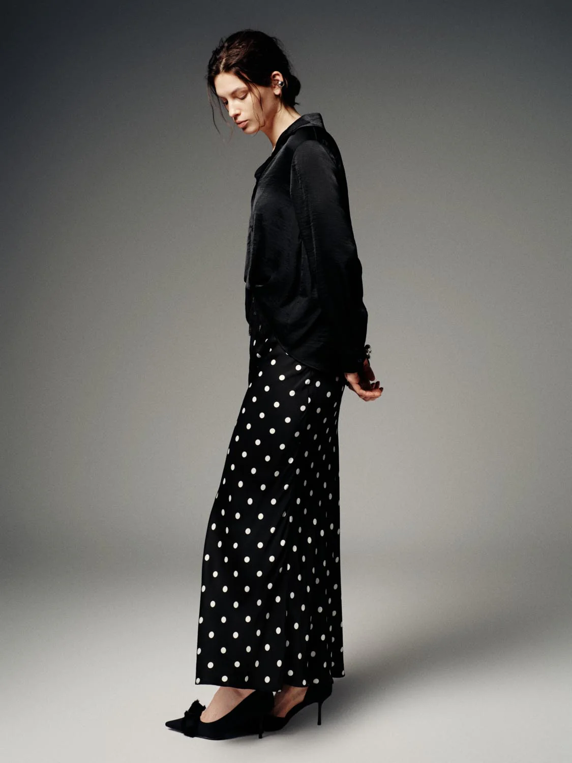Polka Dotted Fishtail Midi Skirts - Image 5