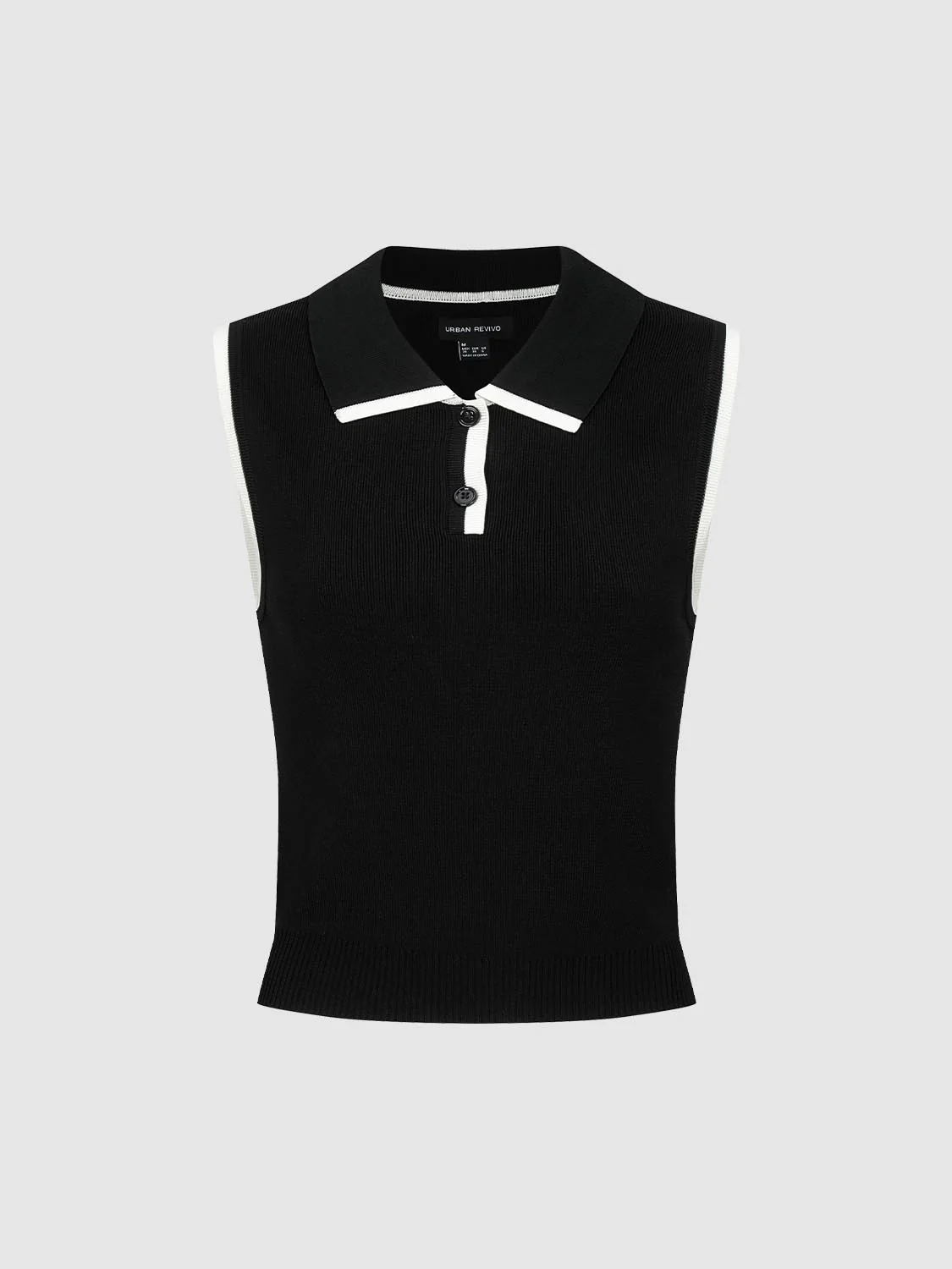 Polo Neck Contrast Trim Sleeveless Knitted T-Shirts - Image 8