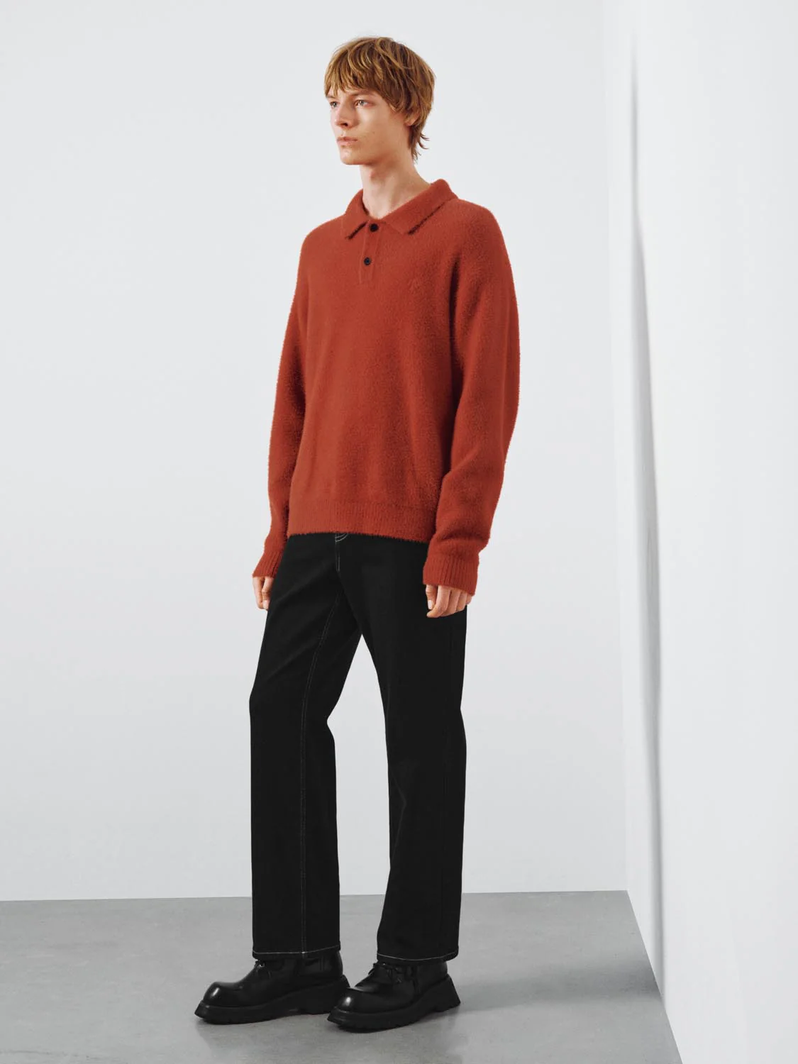 Polo Neck Long Sleeve Knitted T-Shirts - Image 5