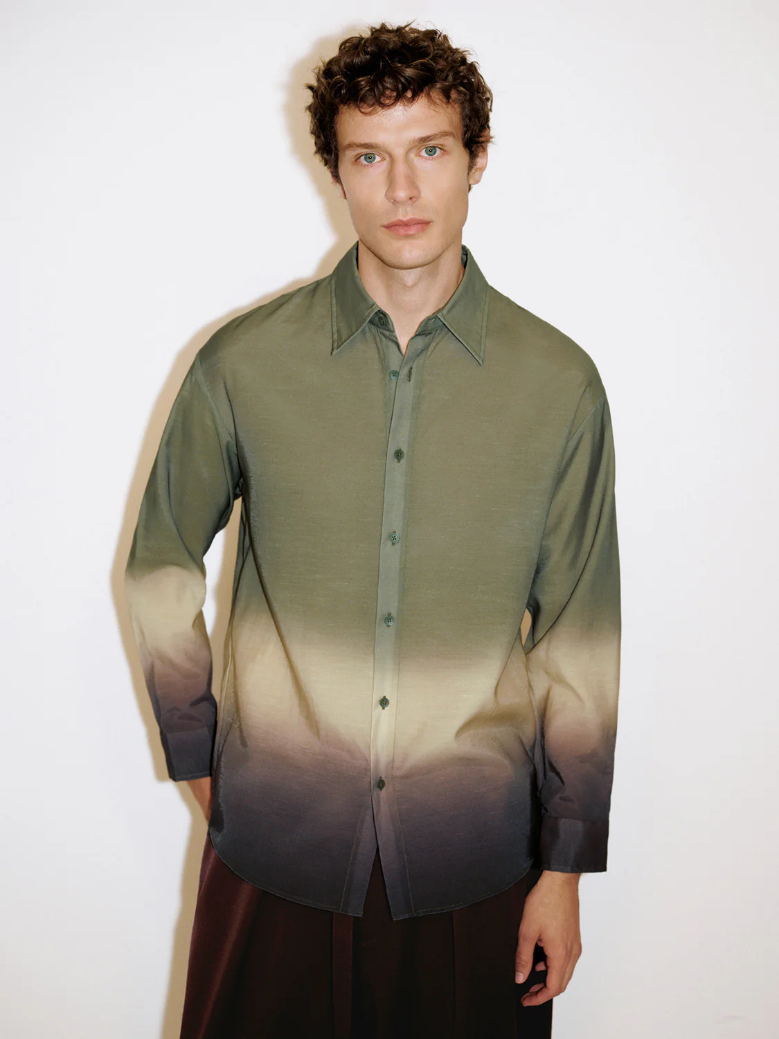 Printed Button Up Loose Shirt - Image 7