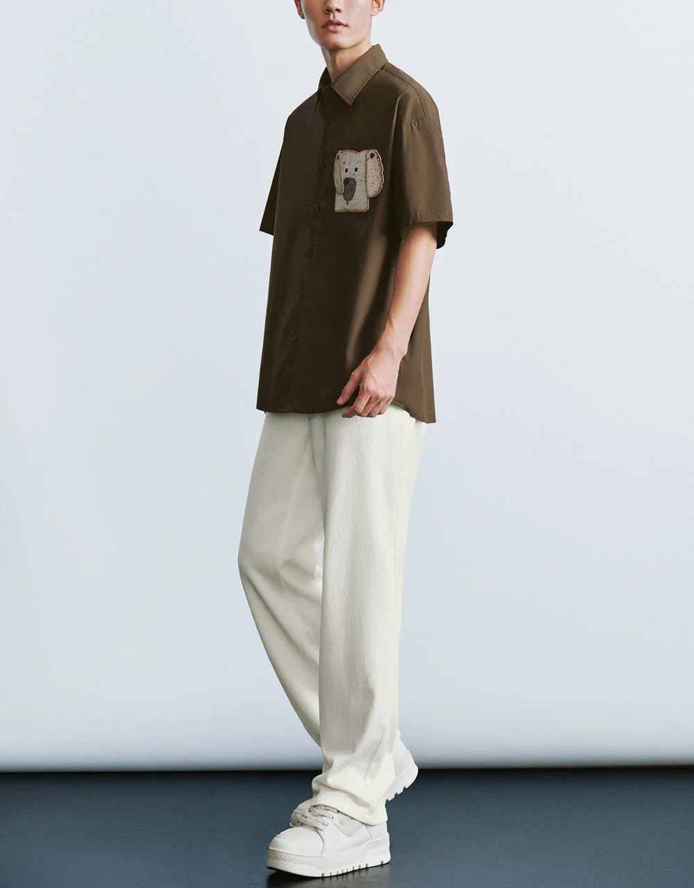Printed Button Up Straight Shirt - Image 31