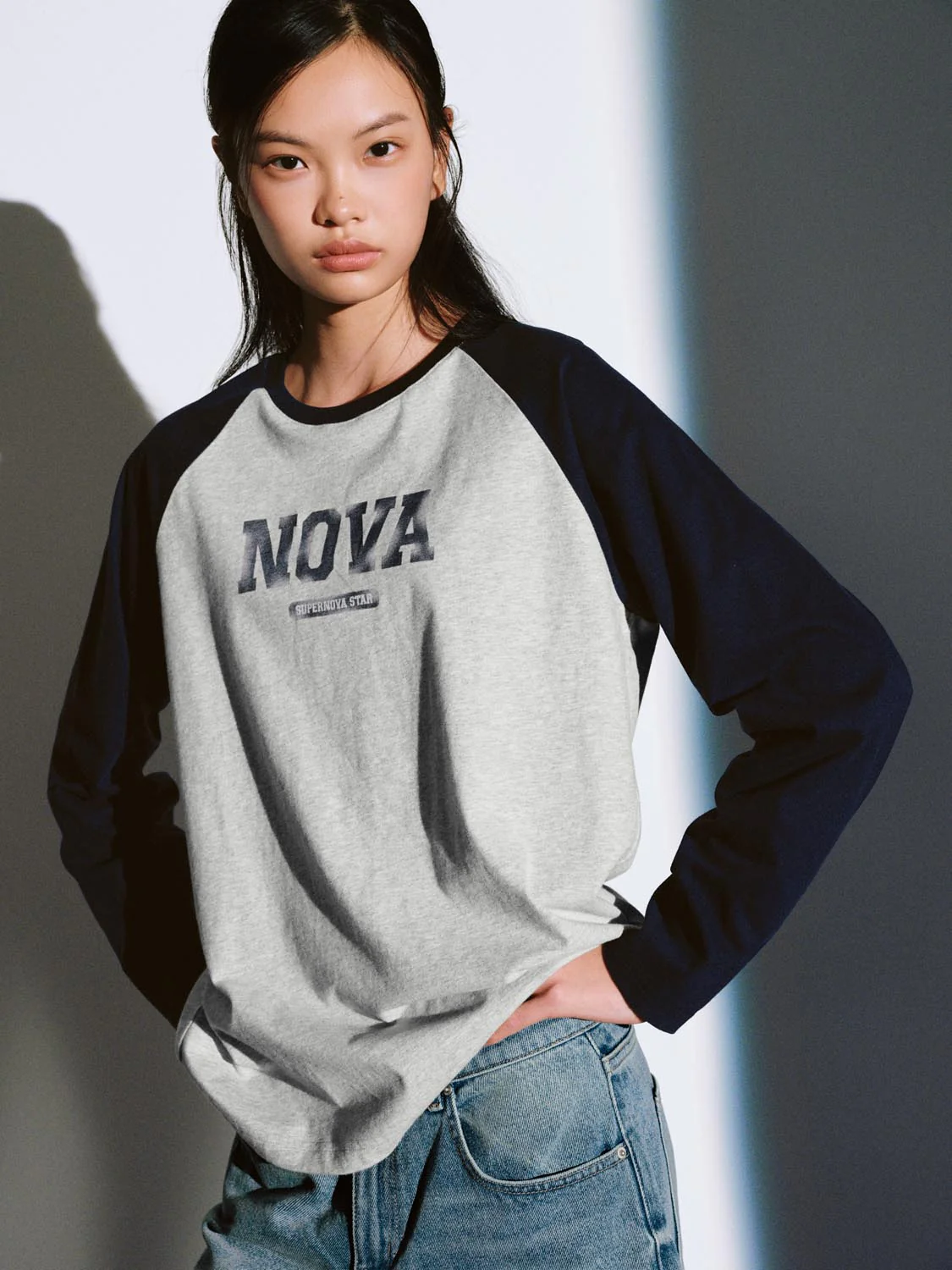 Printed Contrast Raglan Long Sleeve T-Shirts - Image 2