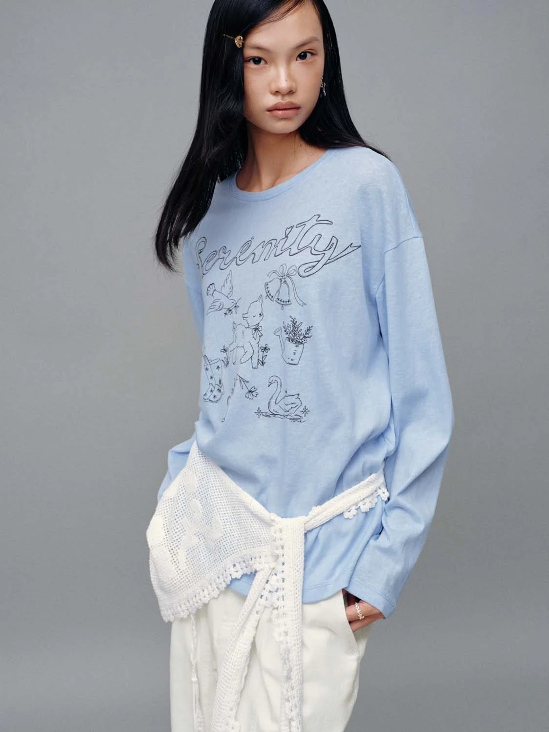 Printed Crew Neck Long Sleeve T-Shirts - Image 2