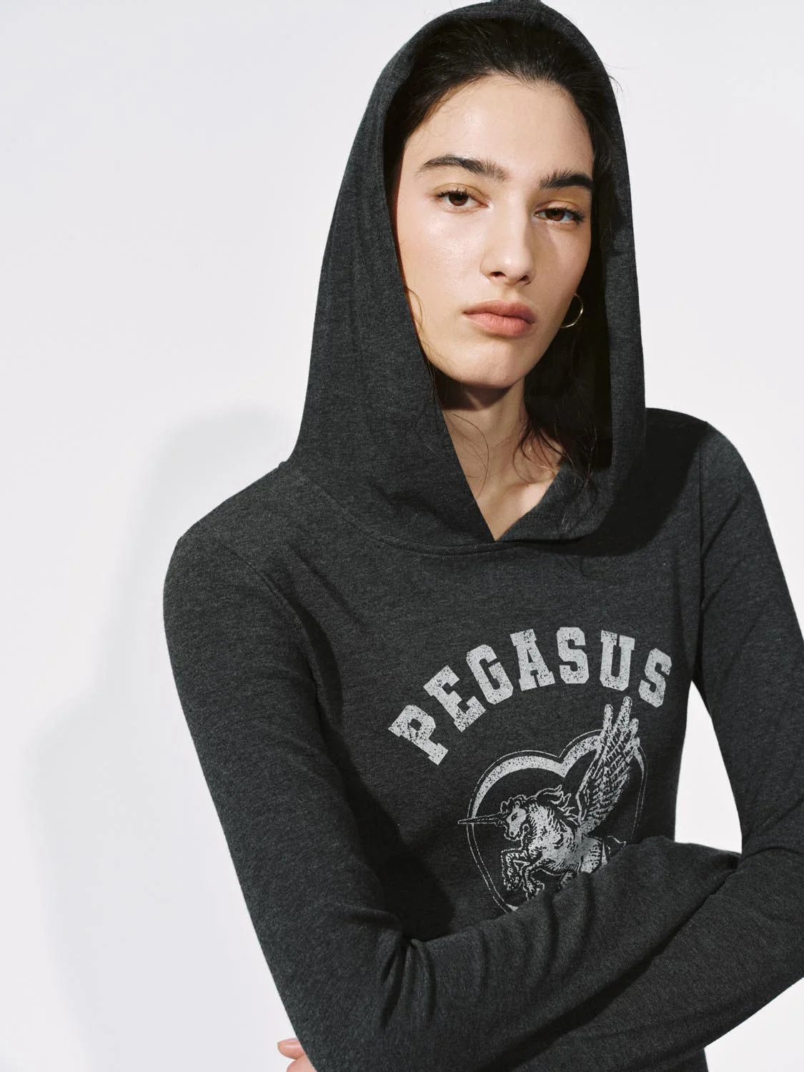 Printed Hooded Slim Fit Long Sleeve T-Shirts - Image 3