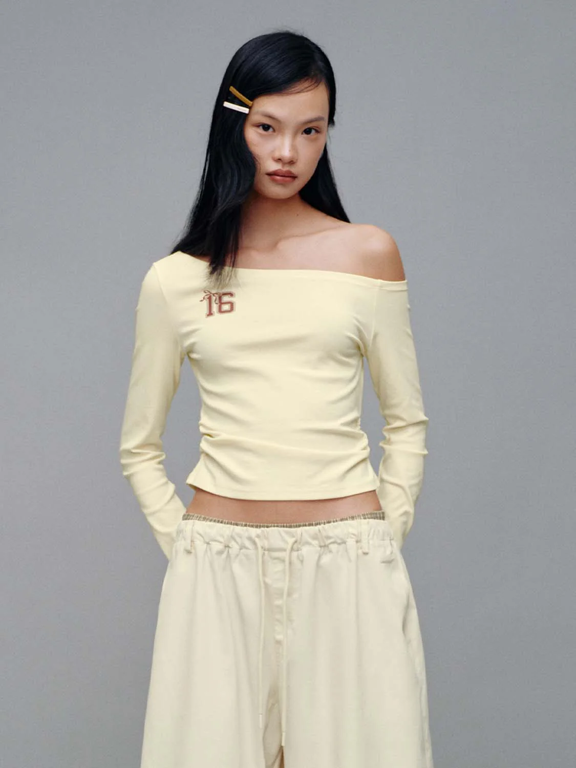 Printed One Shoulder Long Sleeve Skinny Fit T-Shirts - Image 7