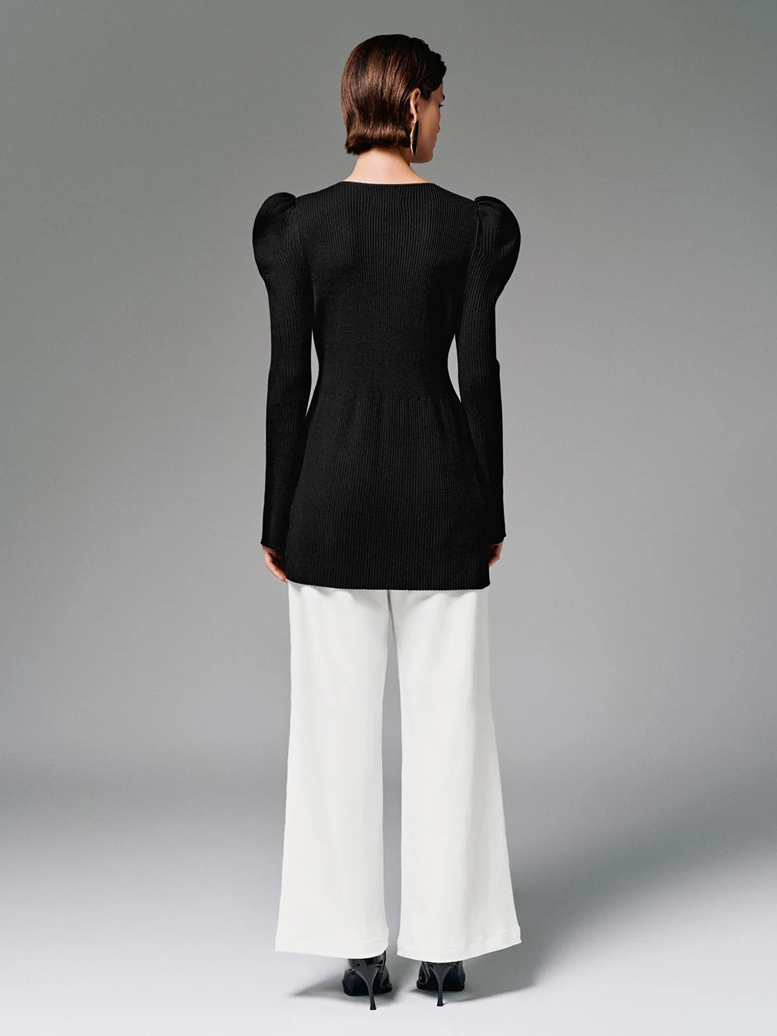 Puff Shoulder Tailored Knitted Cardigan - Image 6
