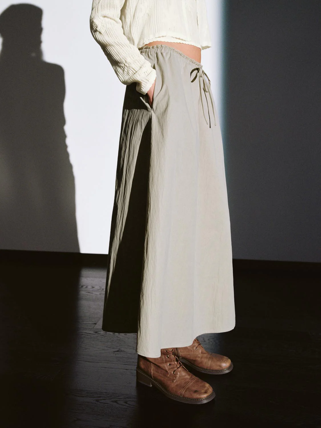 Pull On Drawstring A-Line Midi Skirts - Image 11