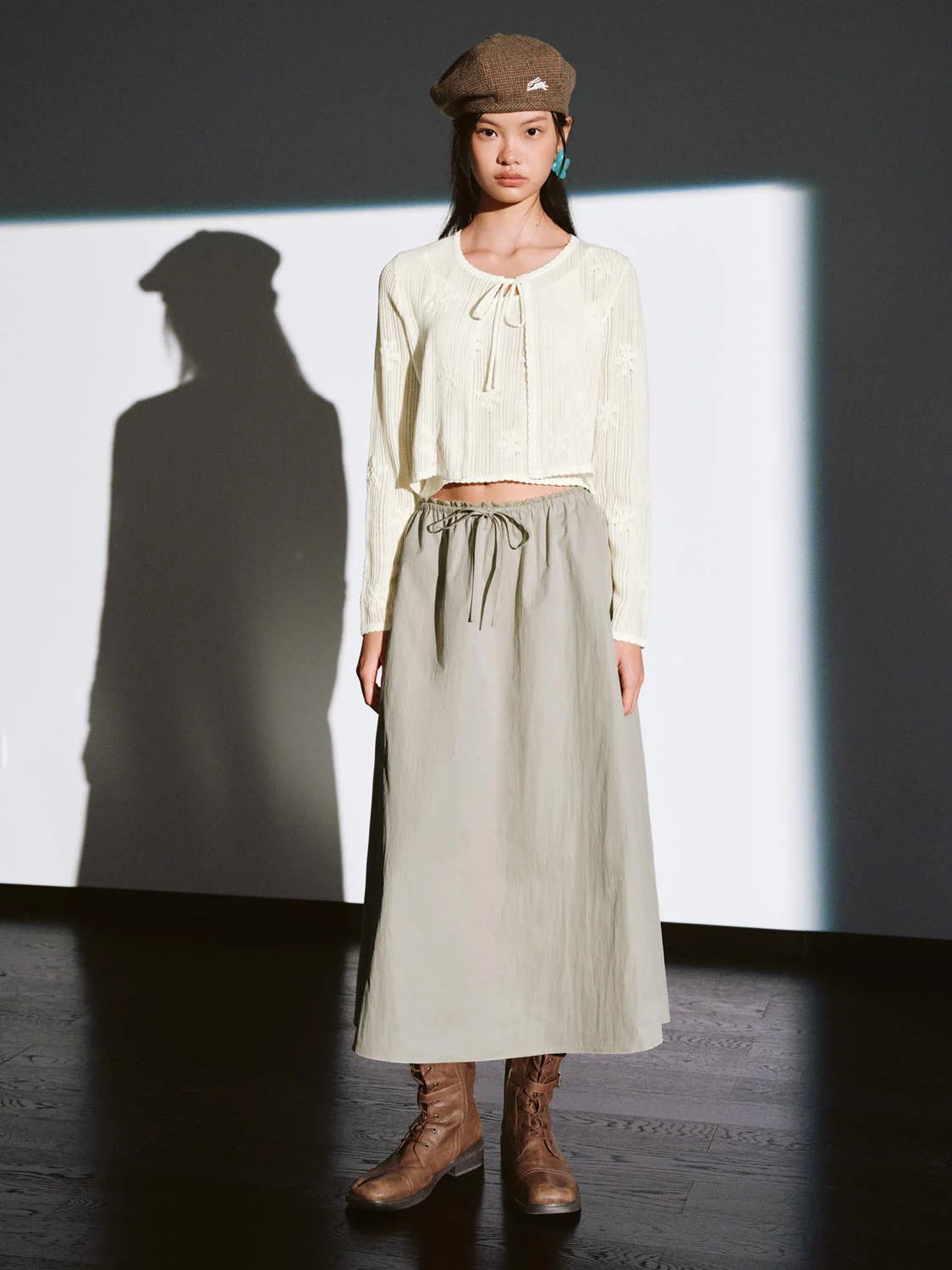 Pull On Drawstring A-Line Midi Skirts - Image 12