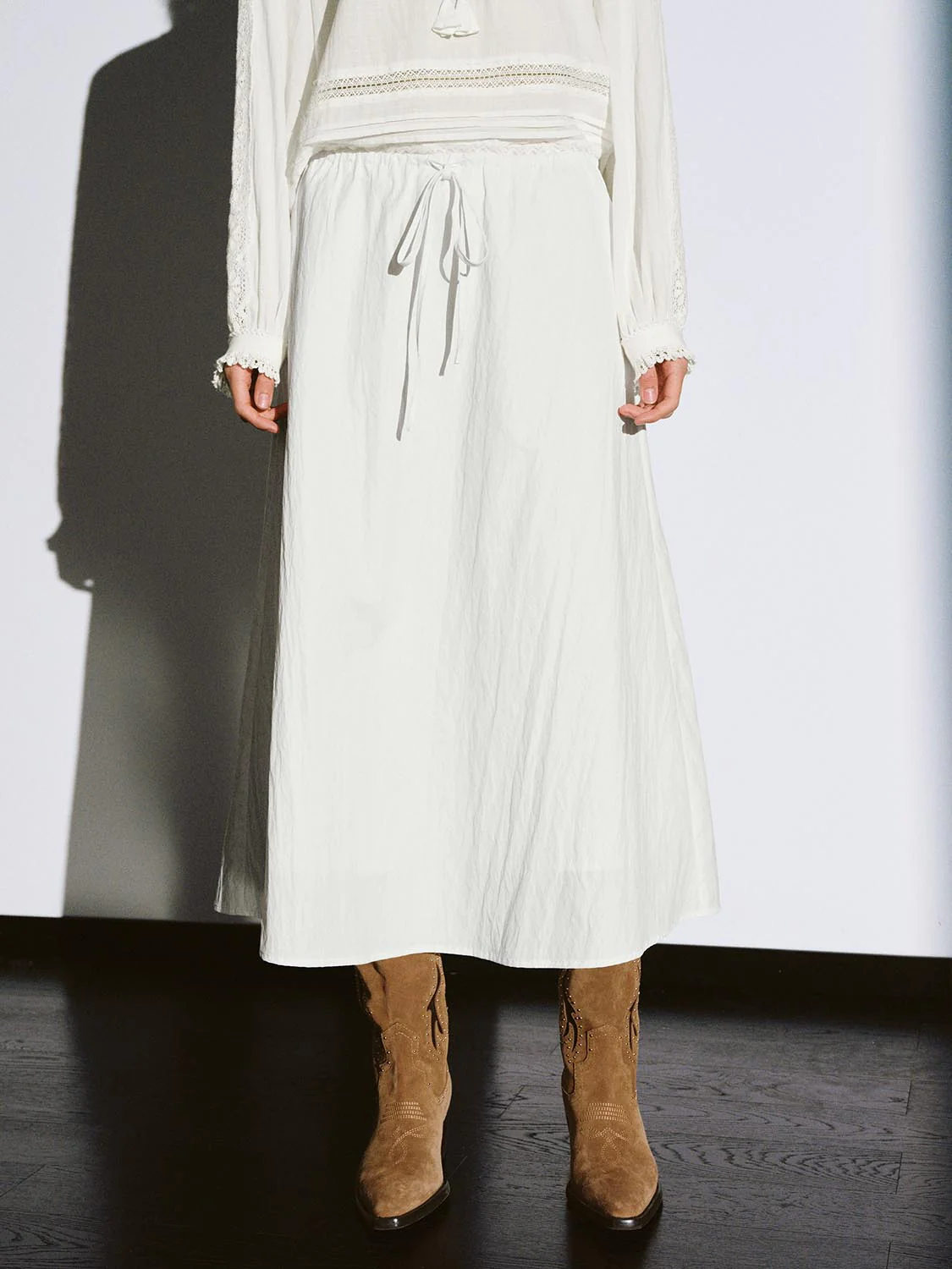 Pull On Drawstring A-Line Midi Skirts - Image 17