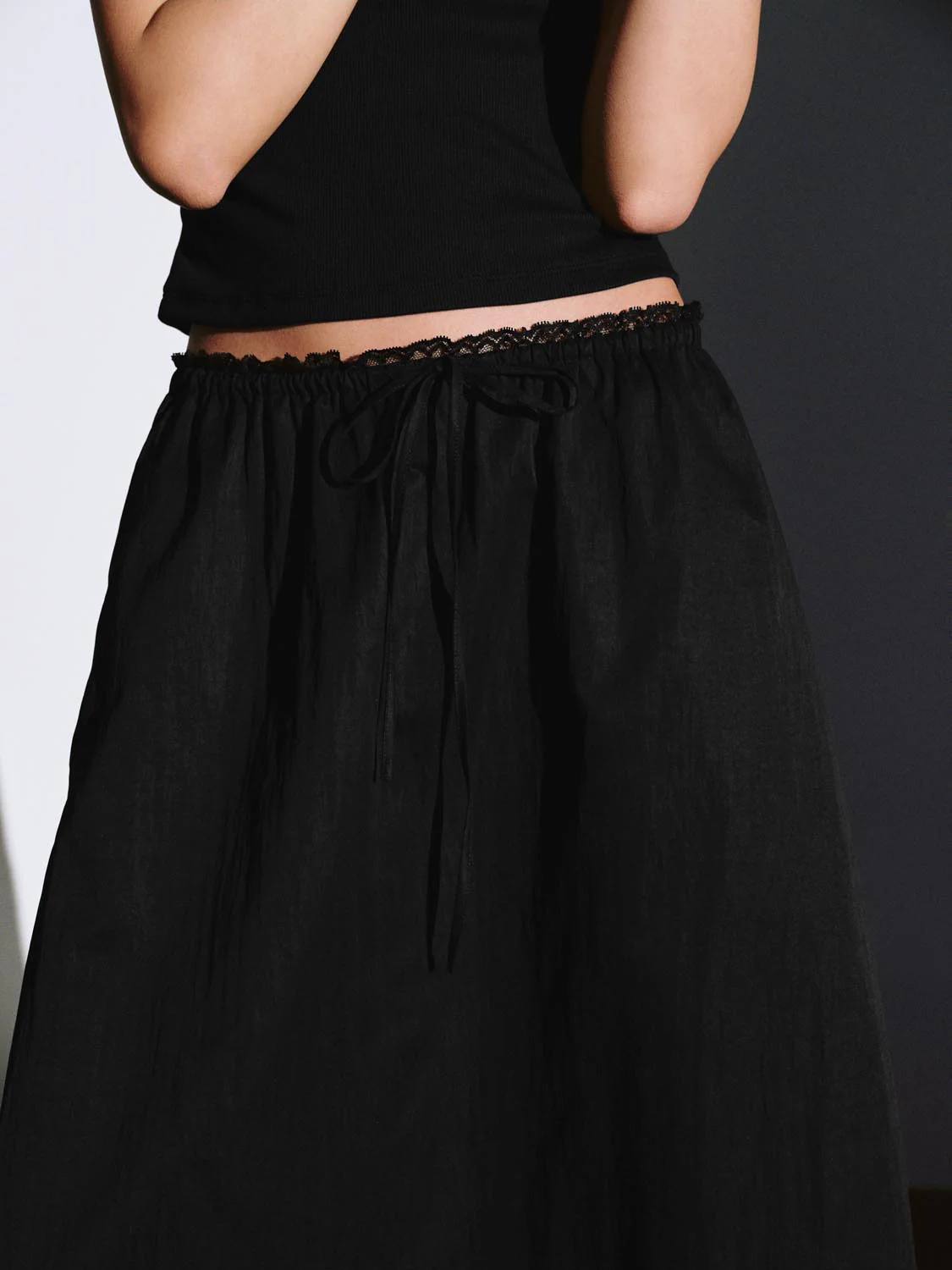 Pull On Drawstring A-Line Midi Skirts - Image 4