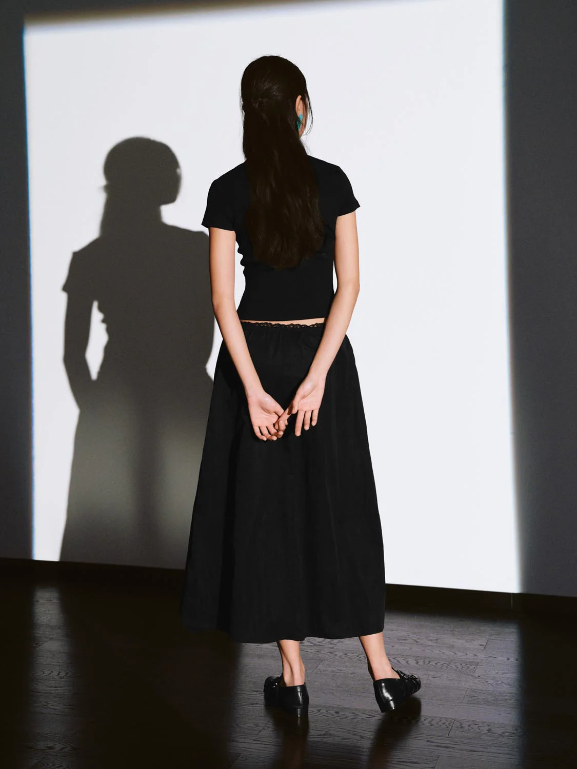 Pull On Drawstring A-Line Midi Skirts - Image 6
