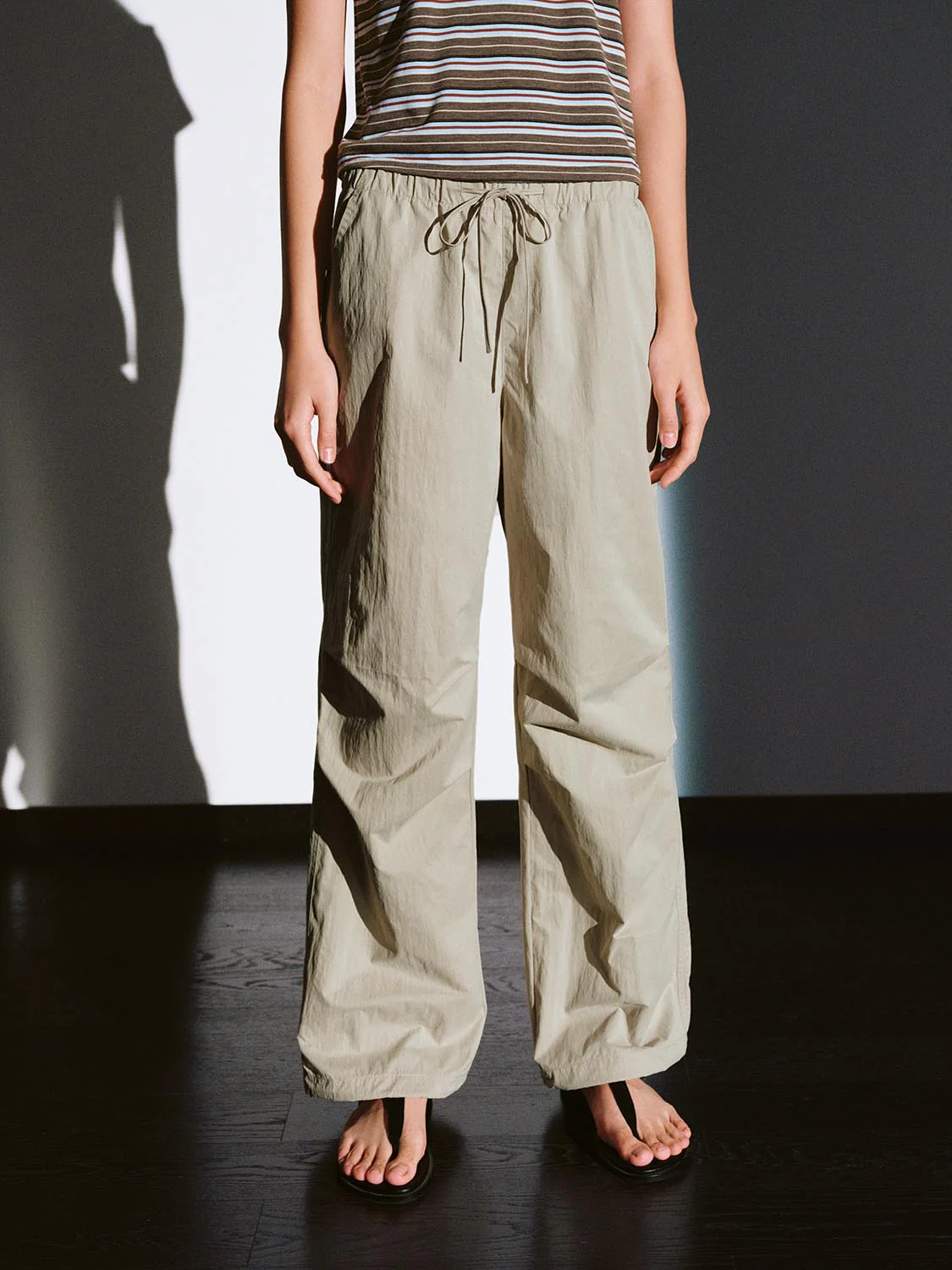 Pull On Drawstring Wide Leg Cargo Pants