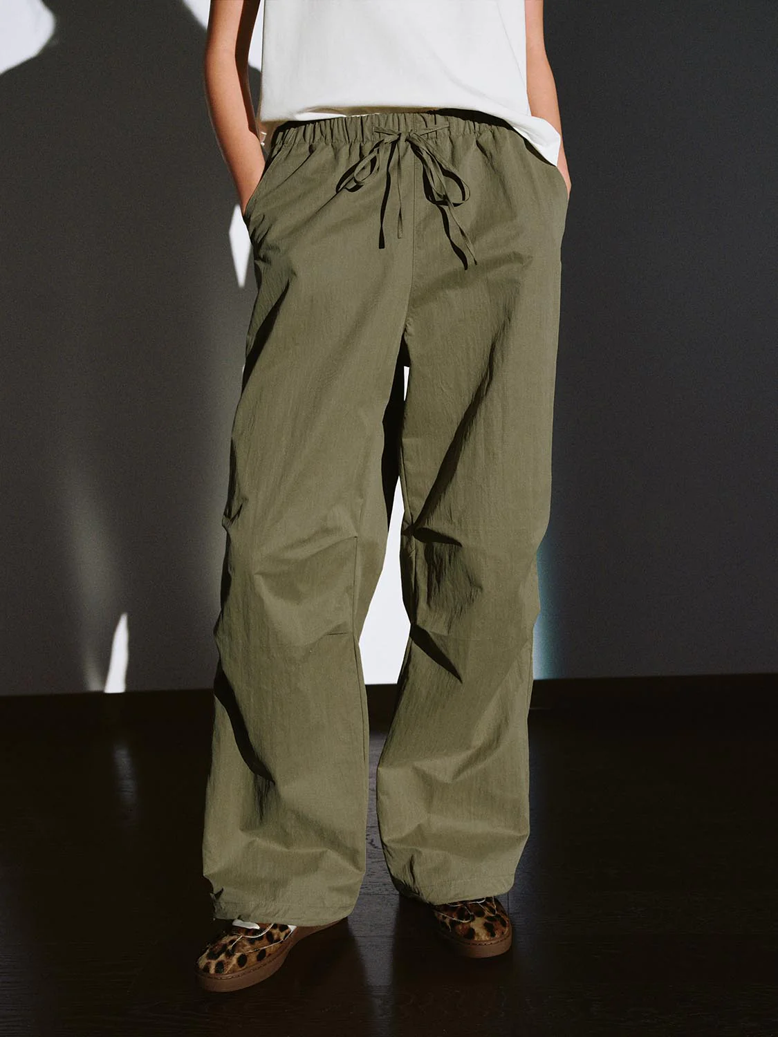 Pull On Drawstring Wide Leg Cargo Pants - Image 36