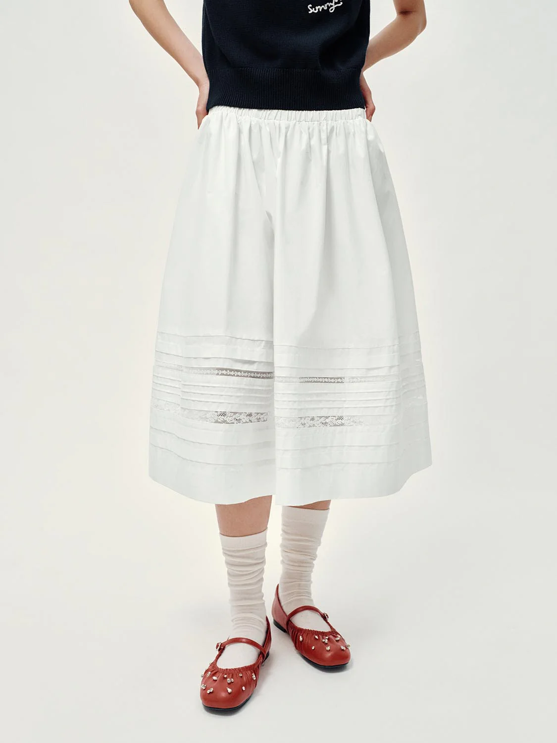 Pull On Laced A-Line Midi Skirts - Image 9