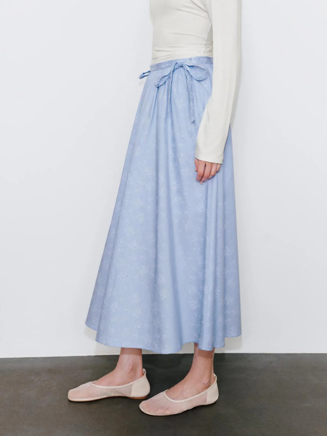 Pull On Striped Pleated A-Line Midi Skirts - Image 3