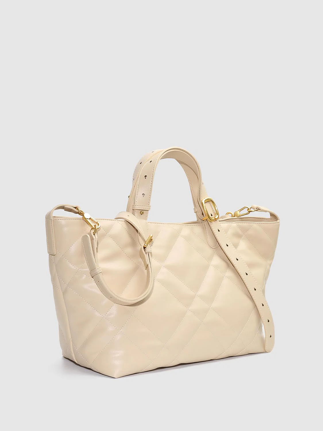 Quilted Buckled Detail Shoulder Bag - Image 10