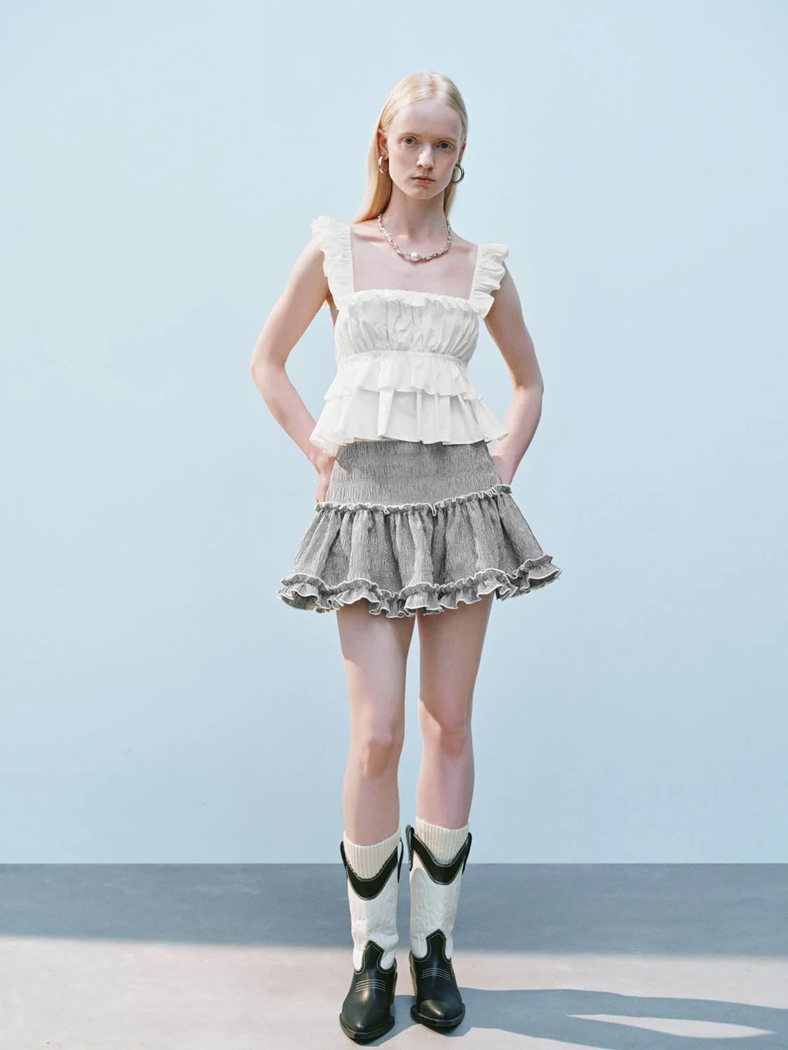 Ruffle Hem Mini A-Line Skirts - Image 5