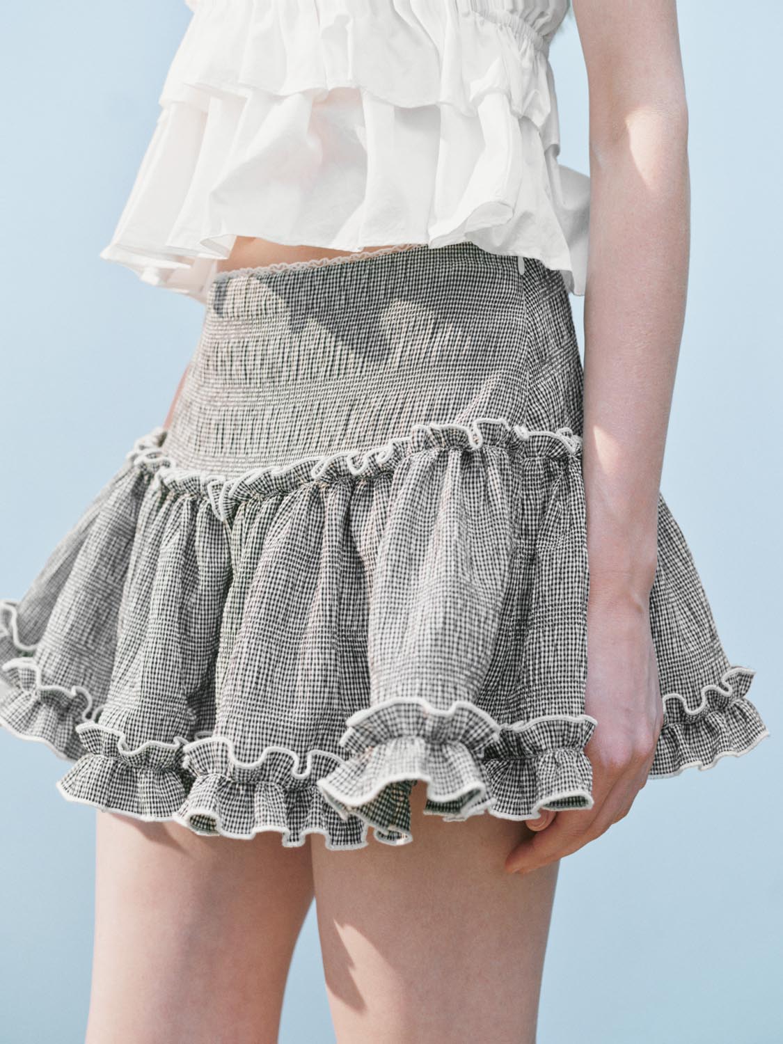 Ruffle Hem Mini A-Line Skirts - Image 7