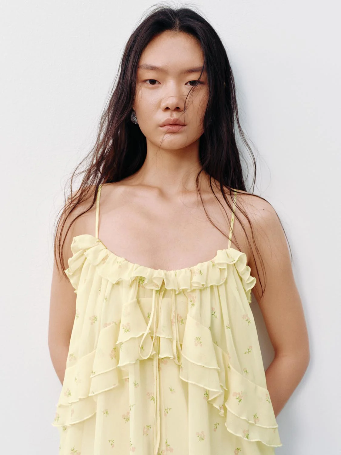 Ruffle Hem Strappy A-Line Midi Dresses - Image 3