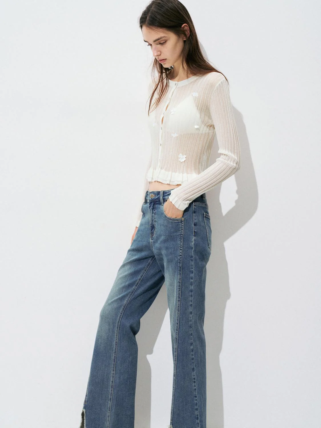 Ruffled Button Up Knitted Cardigans - Image 10