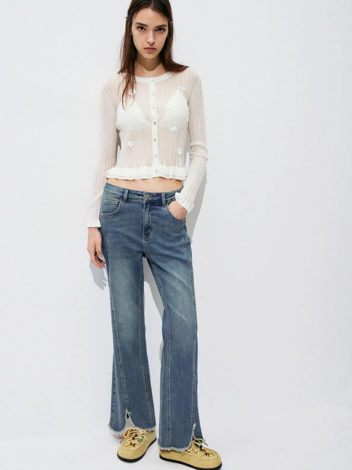 Ruffled Button Up Knitted Cardigans - Image 13