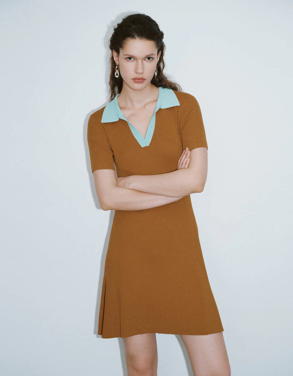 Sailor Collar Neck Knitted Dress - Image 9