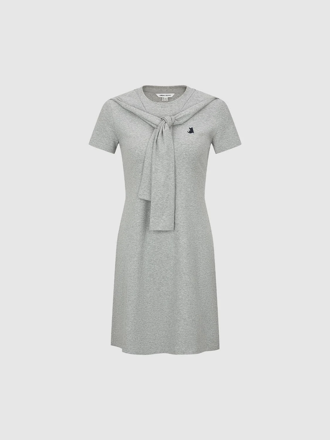 Scarf Detail Short Sleeve A-Line Midi Dresses - Image 15
