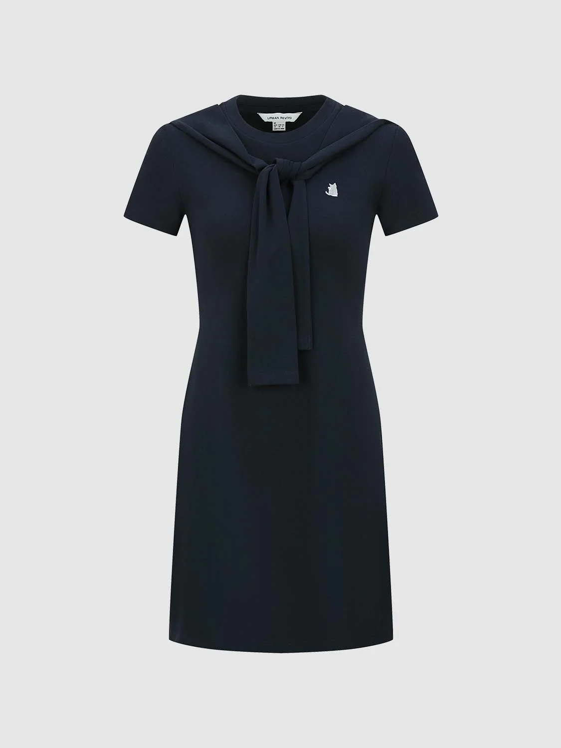 Scarf Detail Short Sleeve A-Line Midi Dresses - Image 7