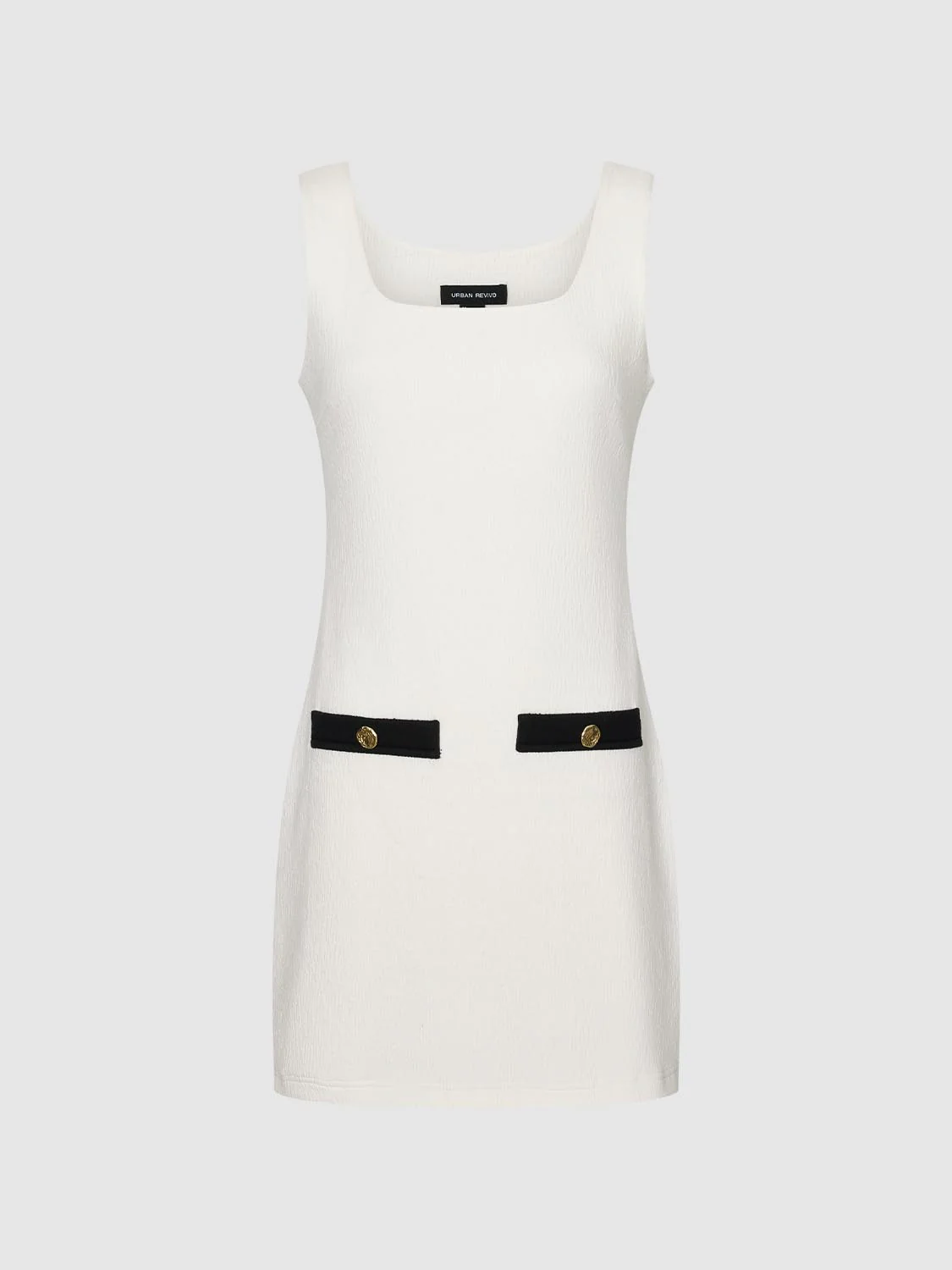 Scoop Neck Contrast Sleeveless A-Line Midi Dresses - Image 7