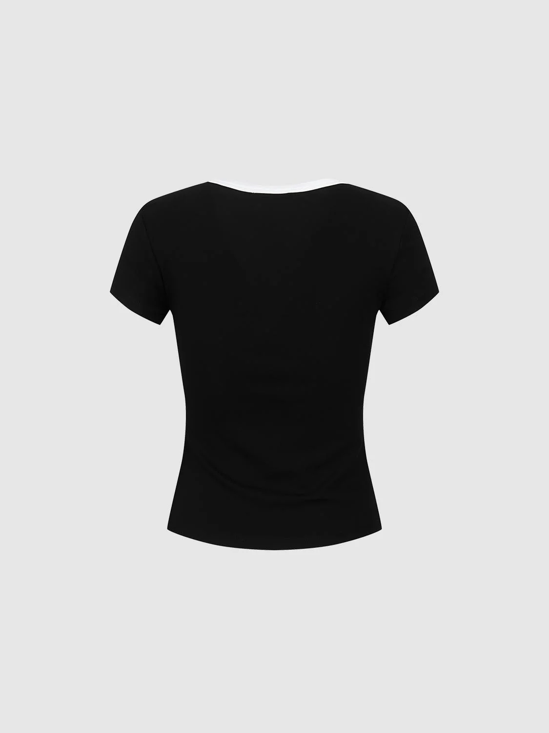 Scoop Neck Contrast Trim Skinny-Fit T-Shirts - Image 2