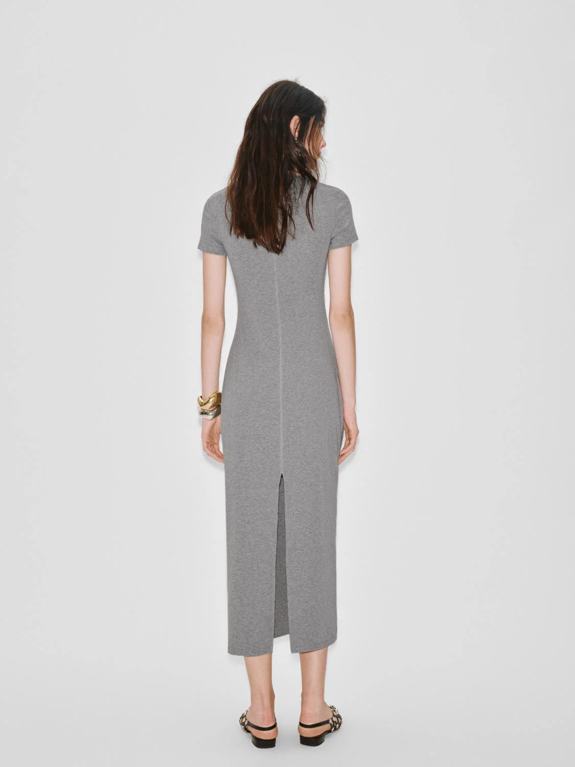 Scoop Neck Short Sleeve Slim-Fit Straight Midi Dresses - Image 22