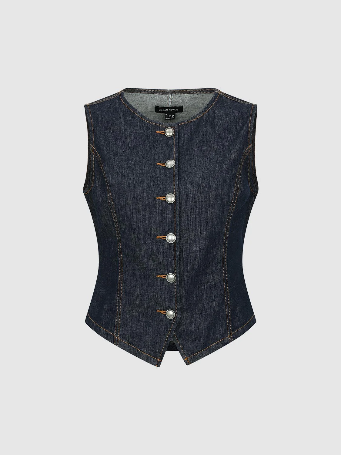 Seamed Stitch Detail Sleeveless Denim Shirts