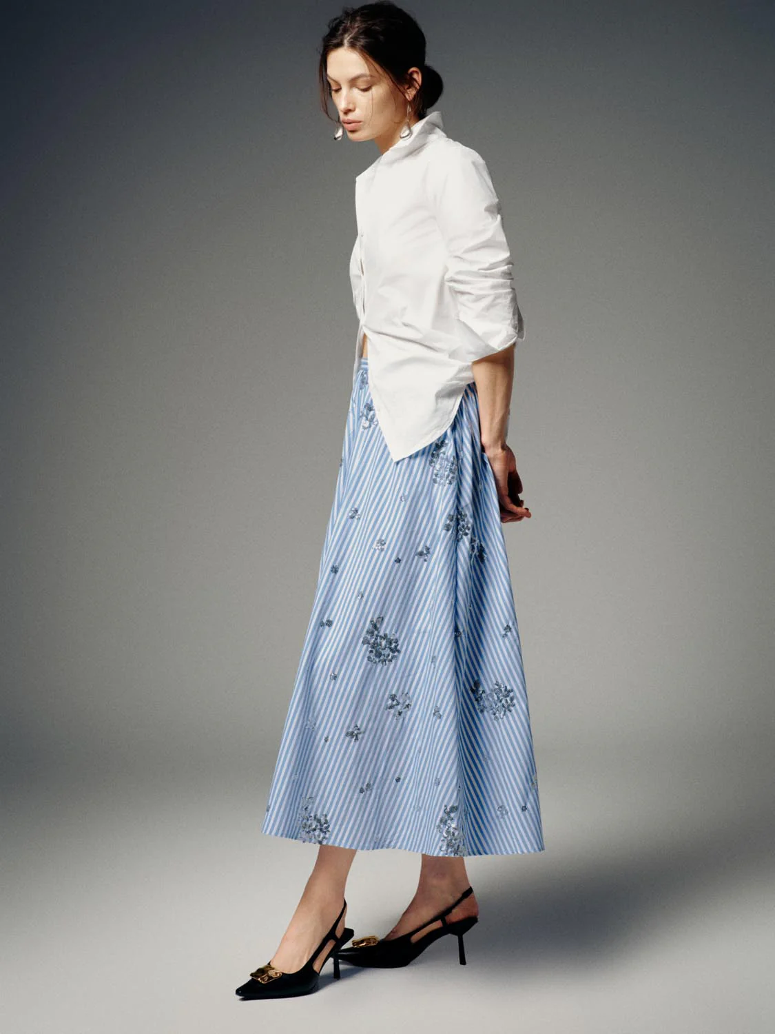 Sequin Detail A-Line Midi Skirts - Image 5