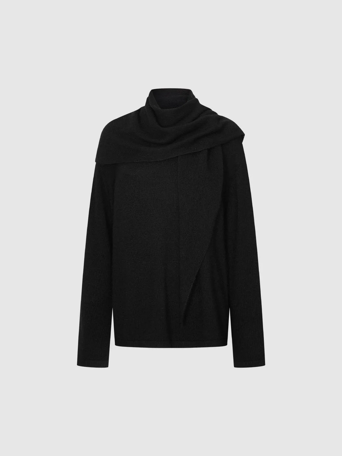 Shawl Detail Long Sleeve Knitted T-Shirts - Image 7