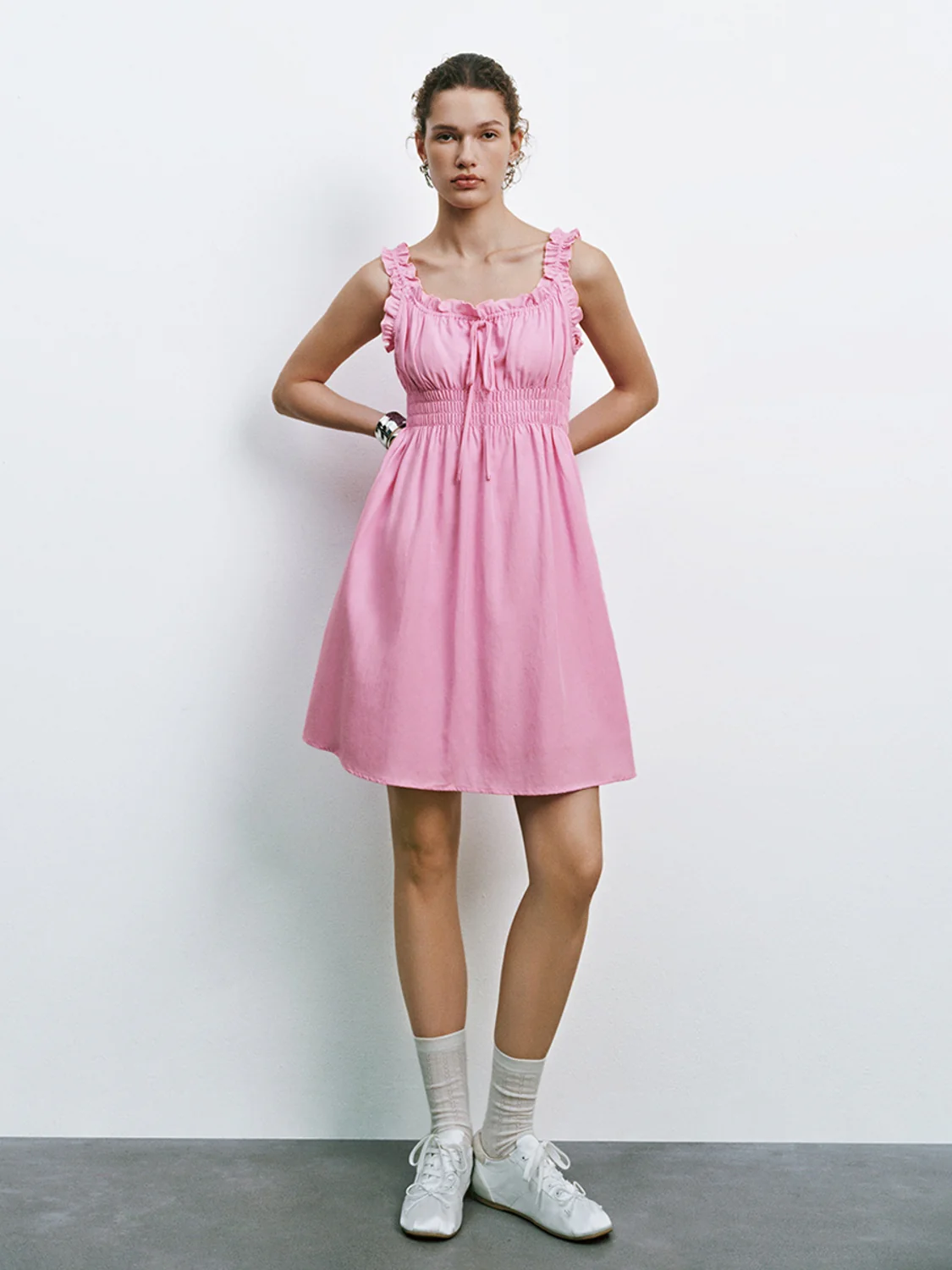 Shirred Ruffle Mini Dresses - Image 13