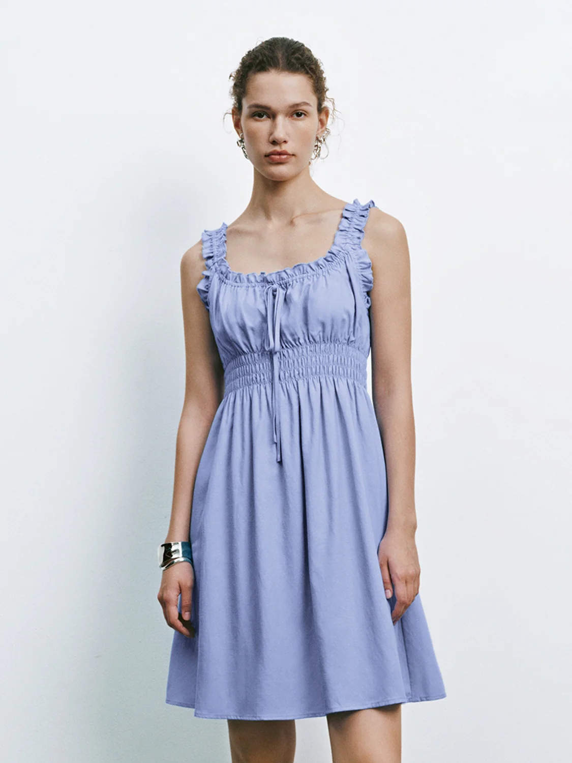Shirred Ruffle Mini Dresses - Image 19