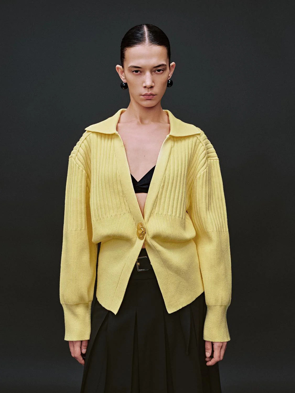 Single Button Collared Knitted Cardigans - Image 54